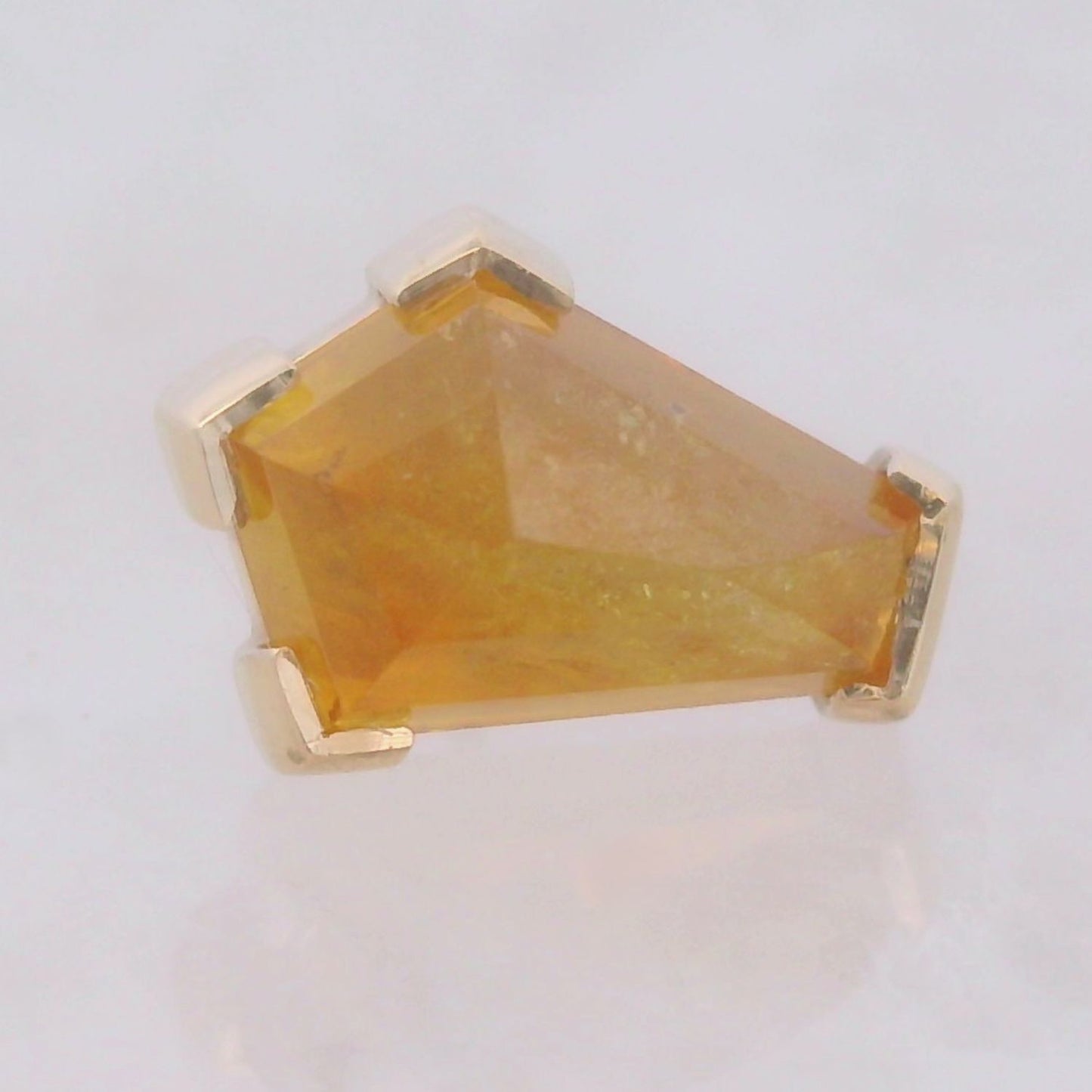 Geo Cut Yellow Kenya Sapphire Partial Bezel Yellow Gold End
