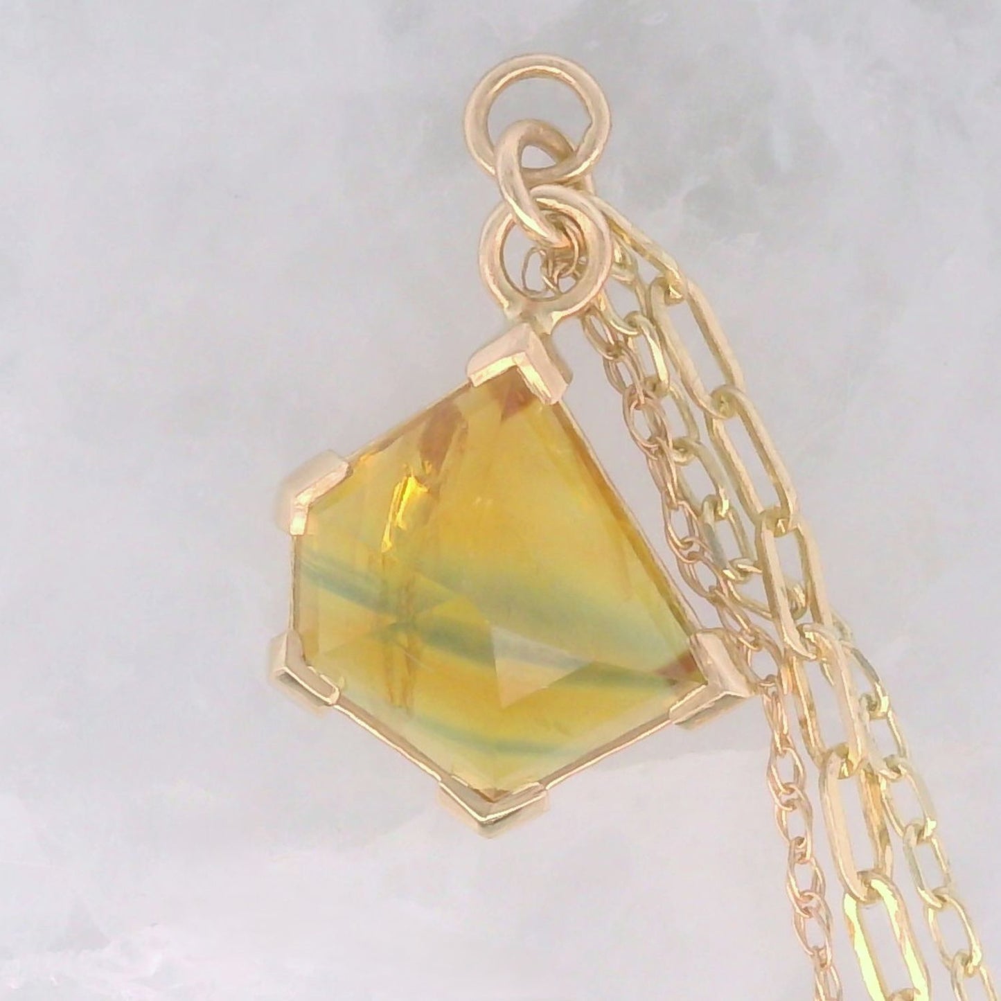 Chain Charm - Geo Cut Yellow Kenya Sapphire Partial Bezel Yellow Gold