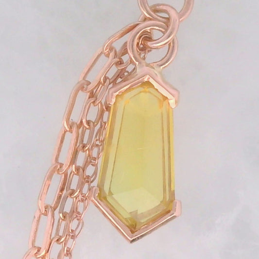 Chain Charm - Geo Cut Elongated Yellow Kenya Sapphire Partial Bezel Rose Gold