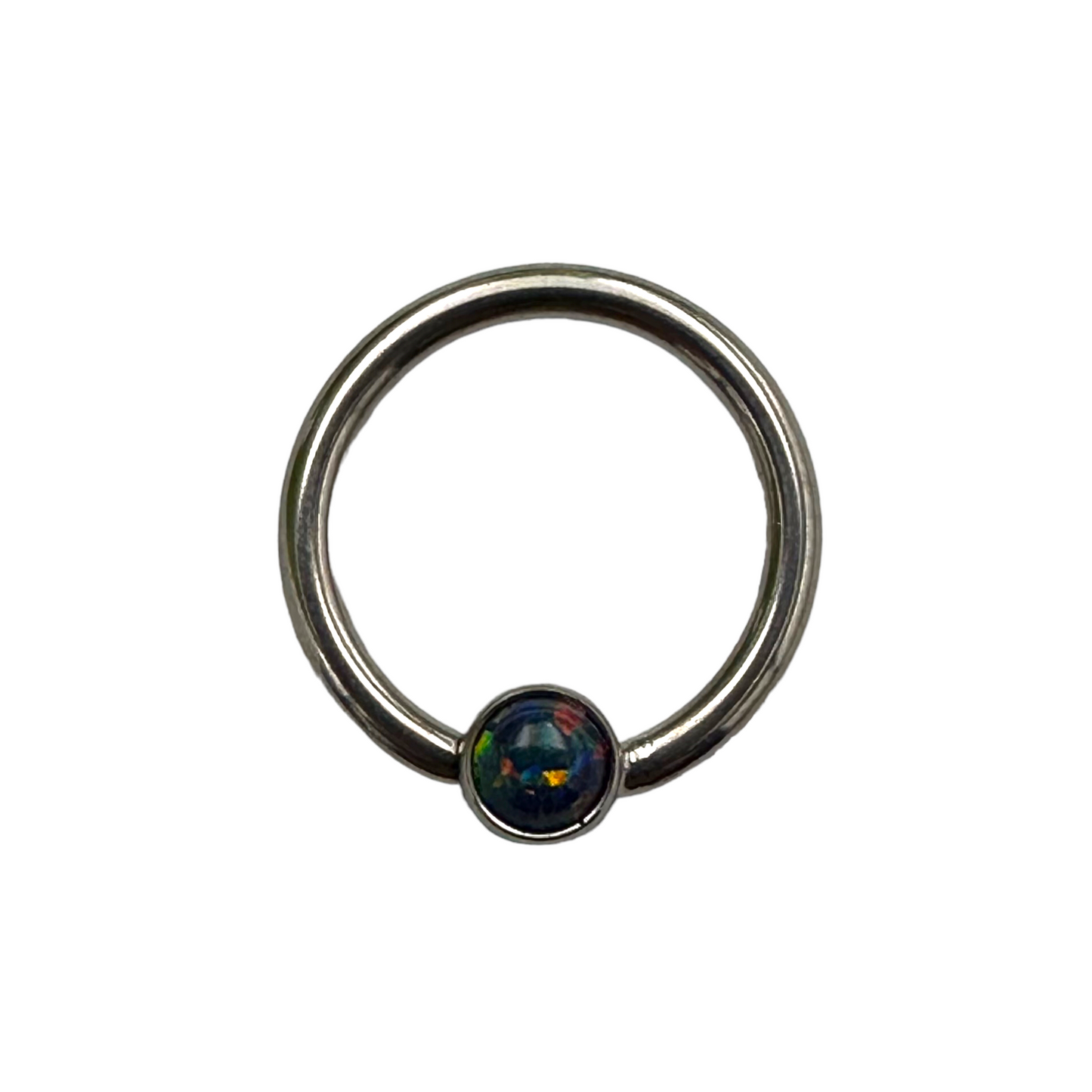 Titanium Fixed Bezel Gem and Opal Rings (Horizontal)