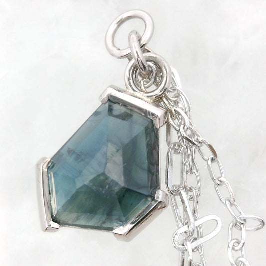 Chain Charm - Kenya Blue Sapphire White Gold