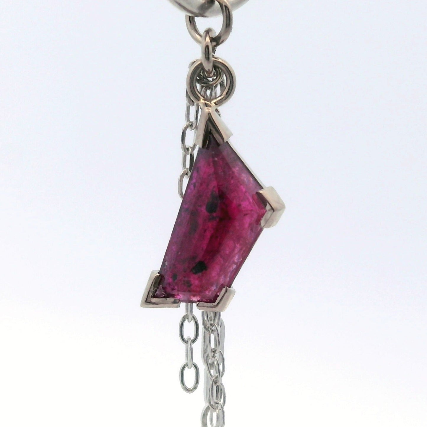 Chain Charm - Elongated Winza Ruby Sapphire White Gold