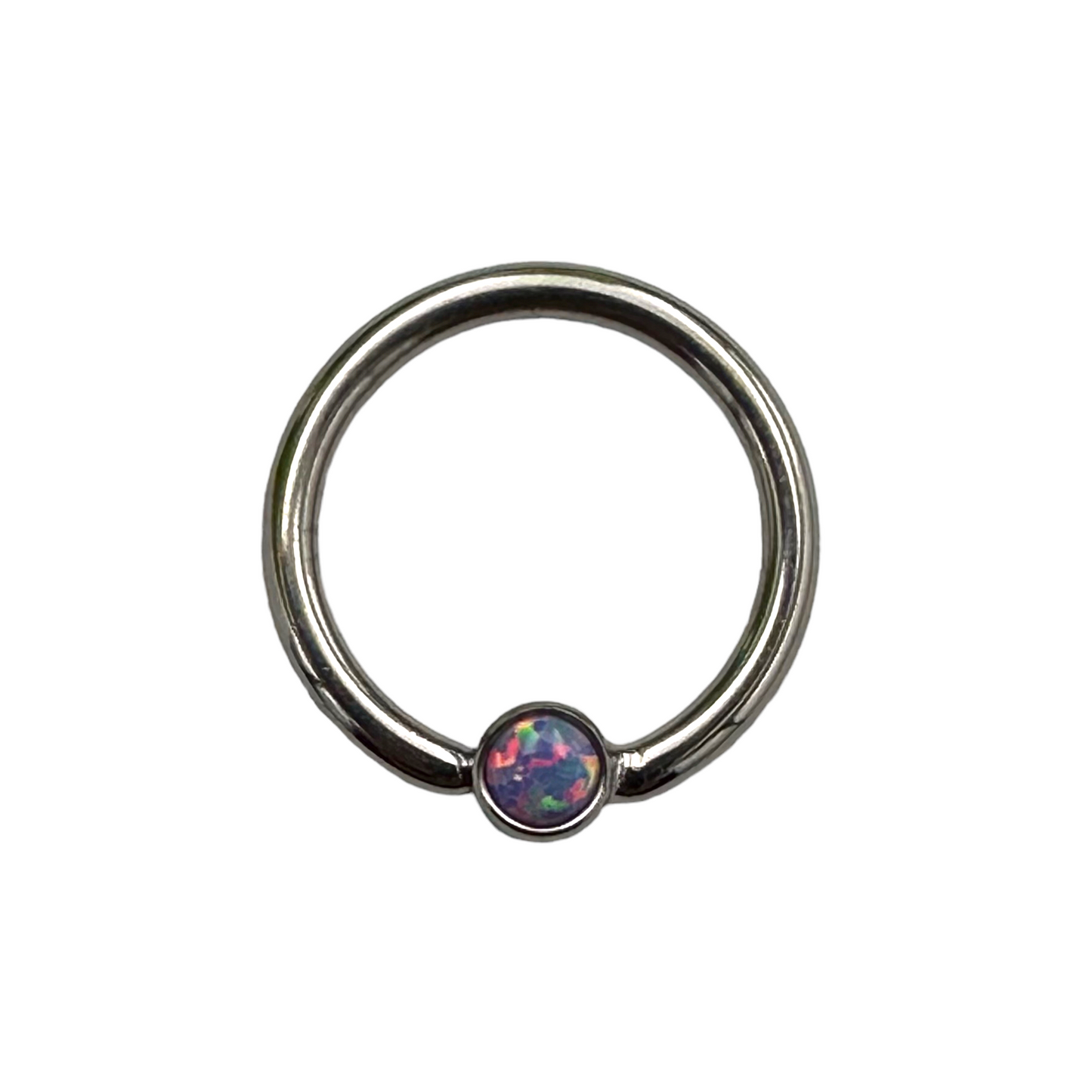 Titanium Fixed Bezel Gem and Opal Rings (Horizontal)