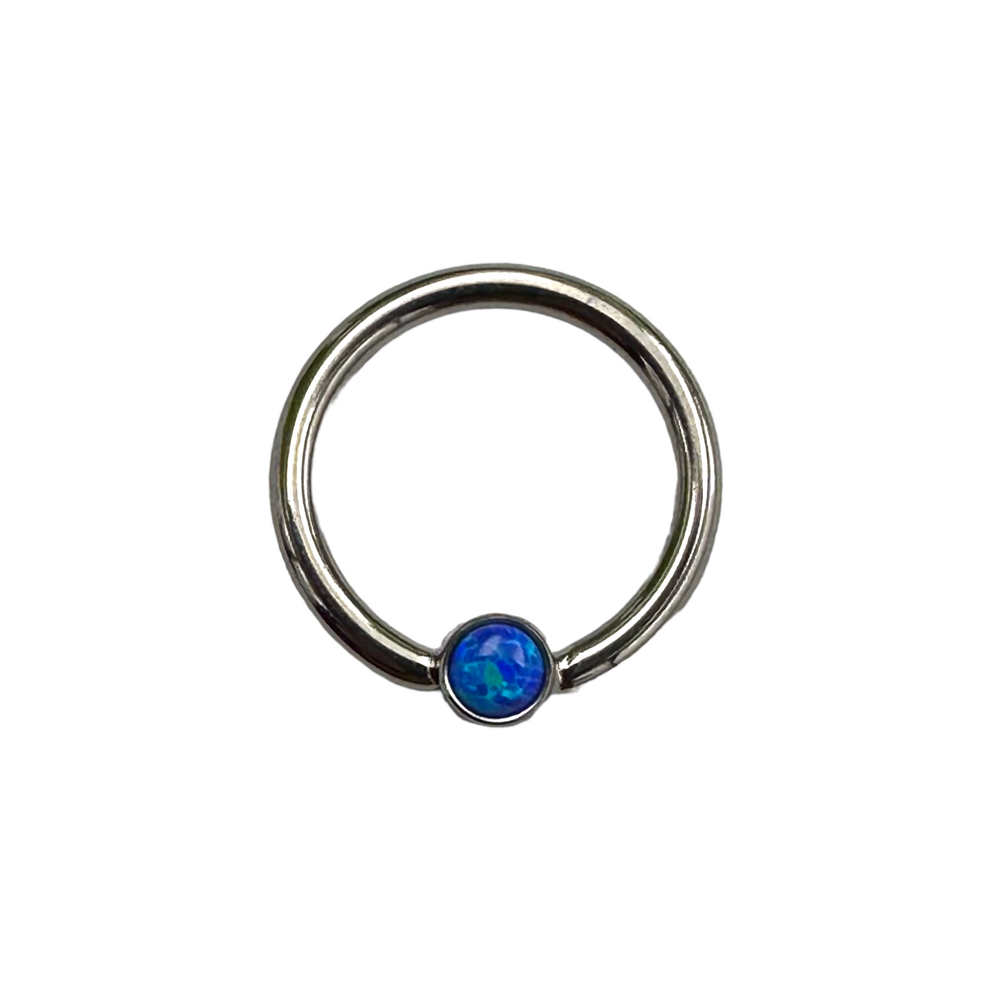 Titanium Fixed Bezel Gem and Opal Rings (Horizontal)