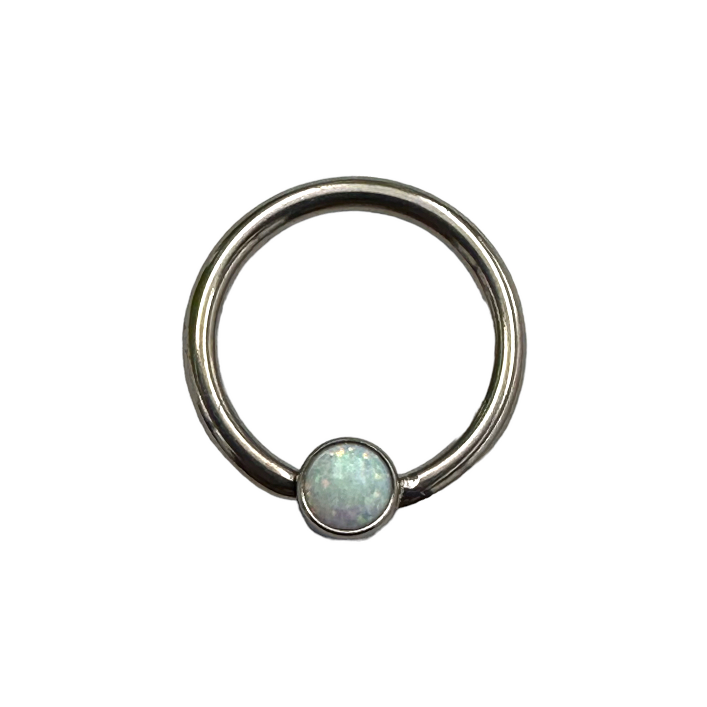 Titanium Fixed Bezel Gem and Opal Rings (Horizontal)