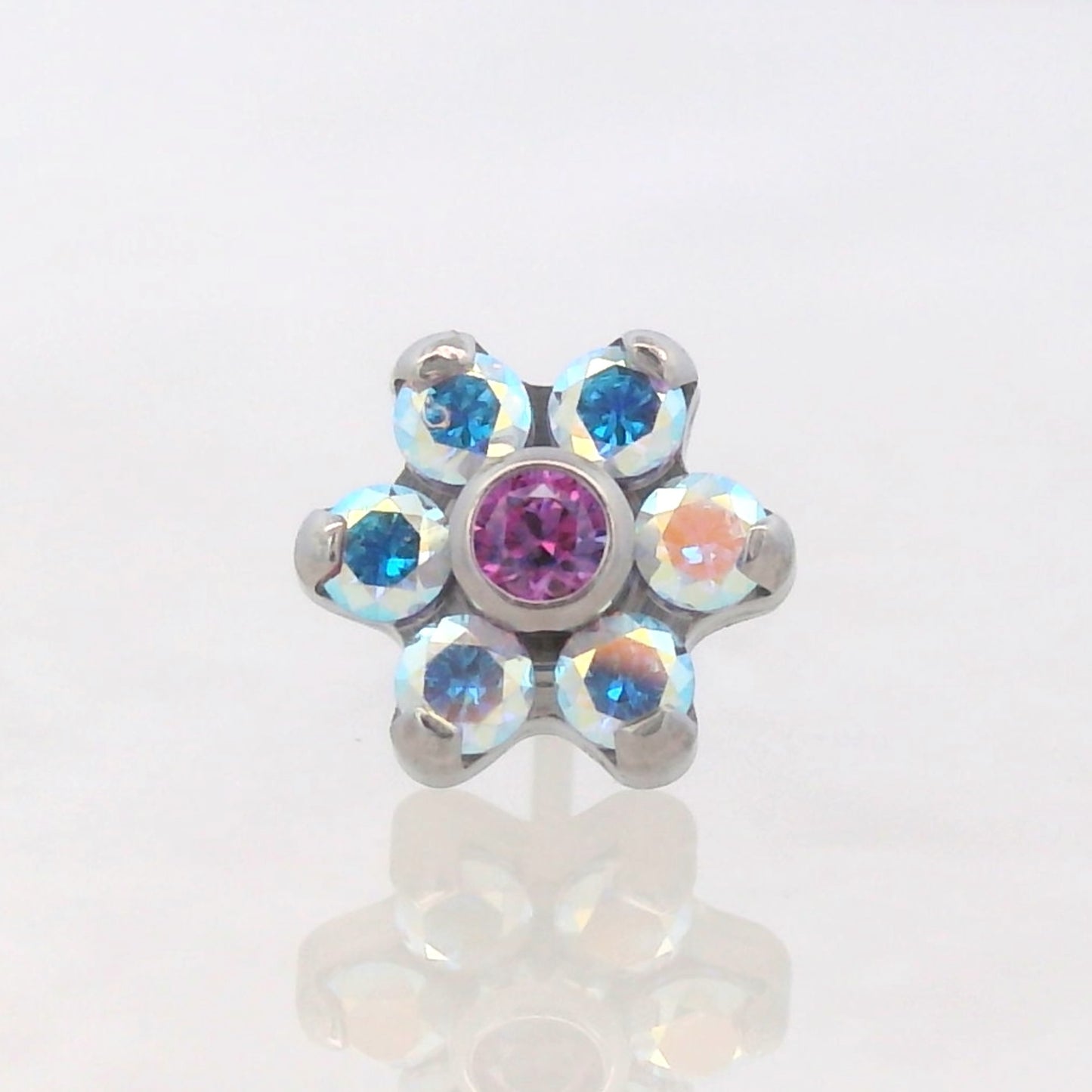Flower (6 Petal) - Faceted Gems - Threaded