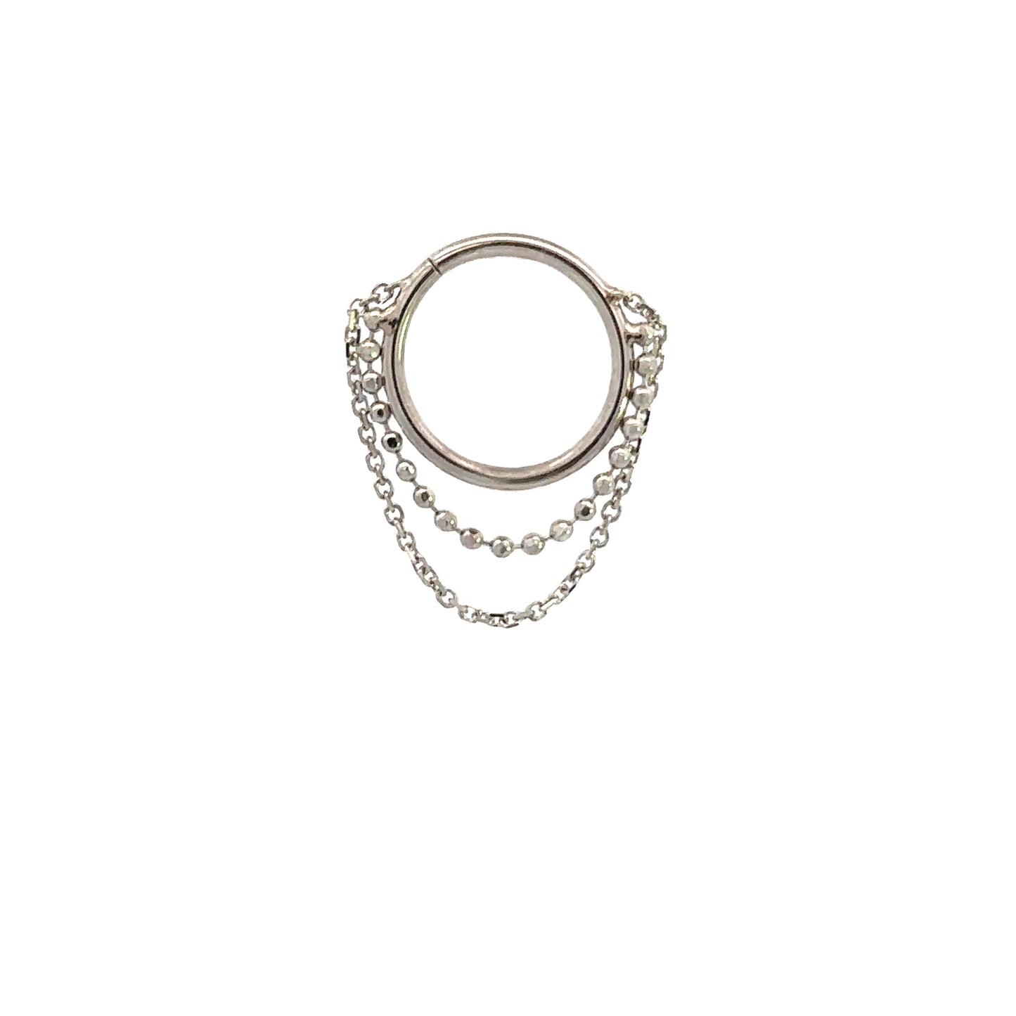 Diamond Cut Ball 1mm & Diamond Cut Cable .8mm - 14k White Gold - Seam Ring