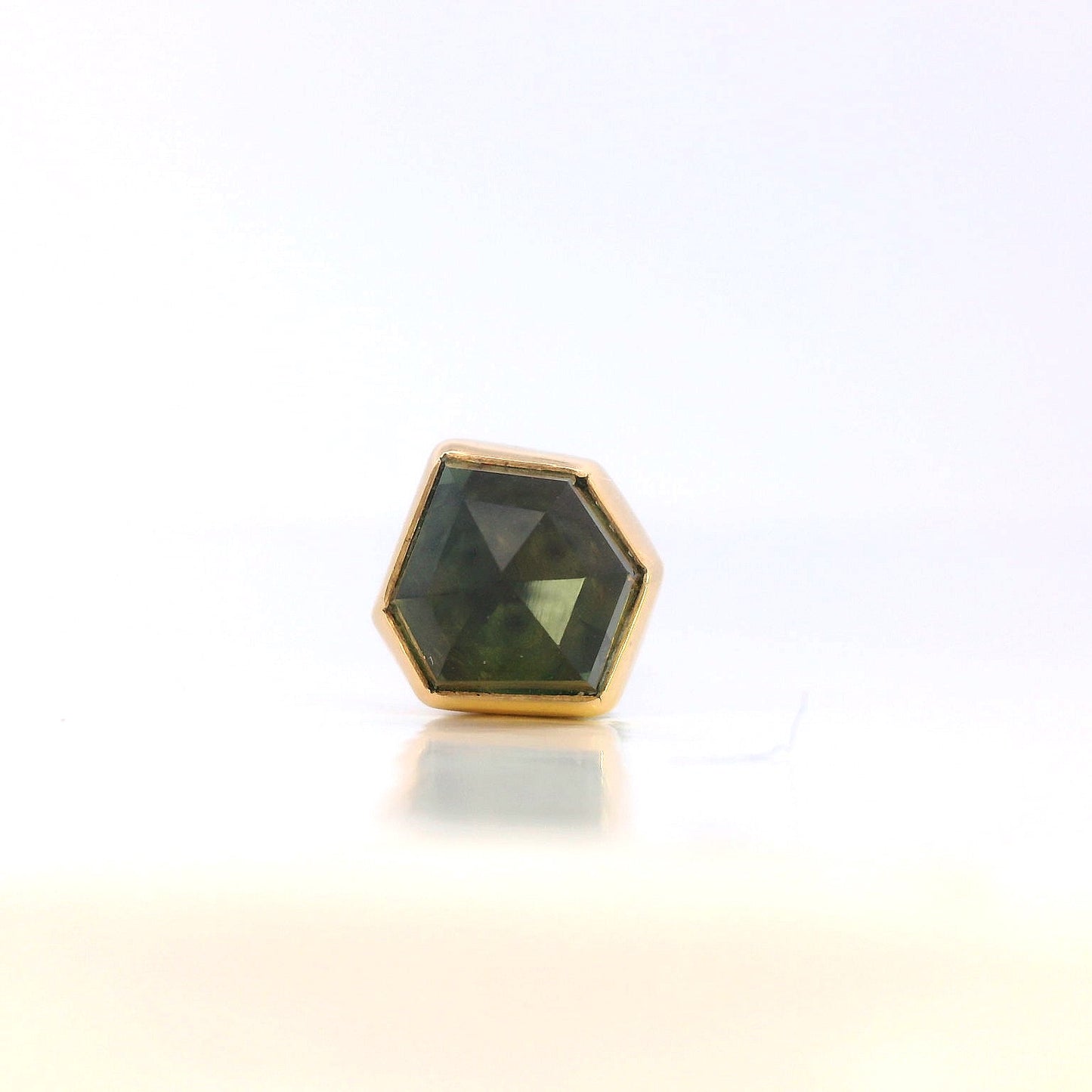 Green Sapphire Hexagon in Yellow Gold