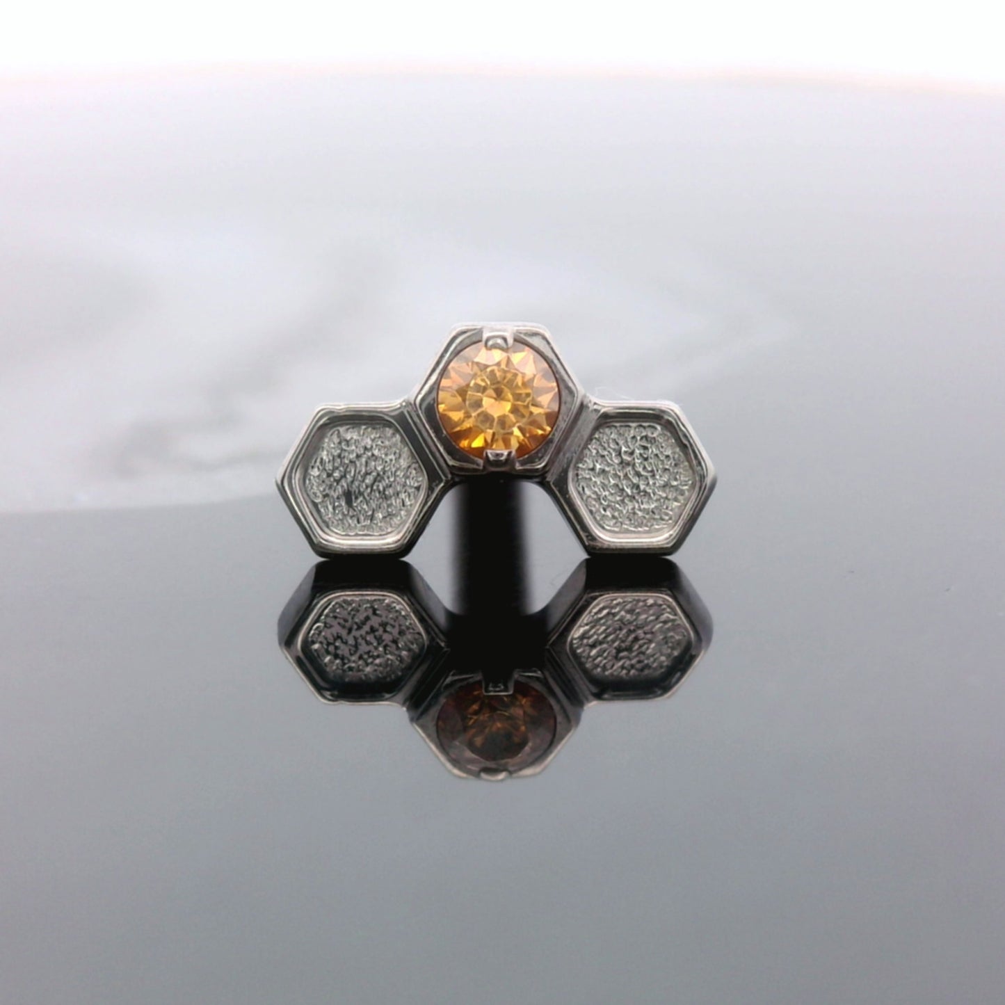 Stippled Triple Honeycomb Faceted Gem End - Titanium