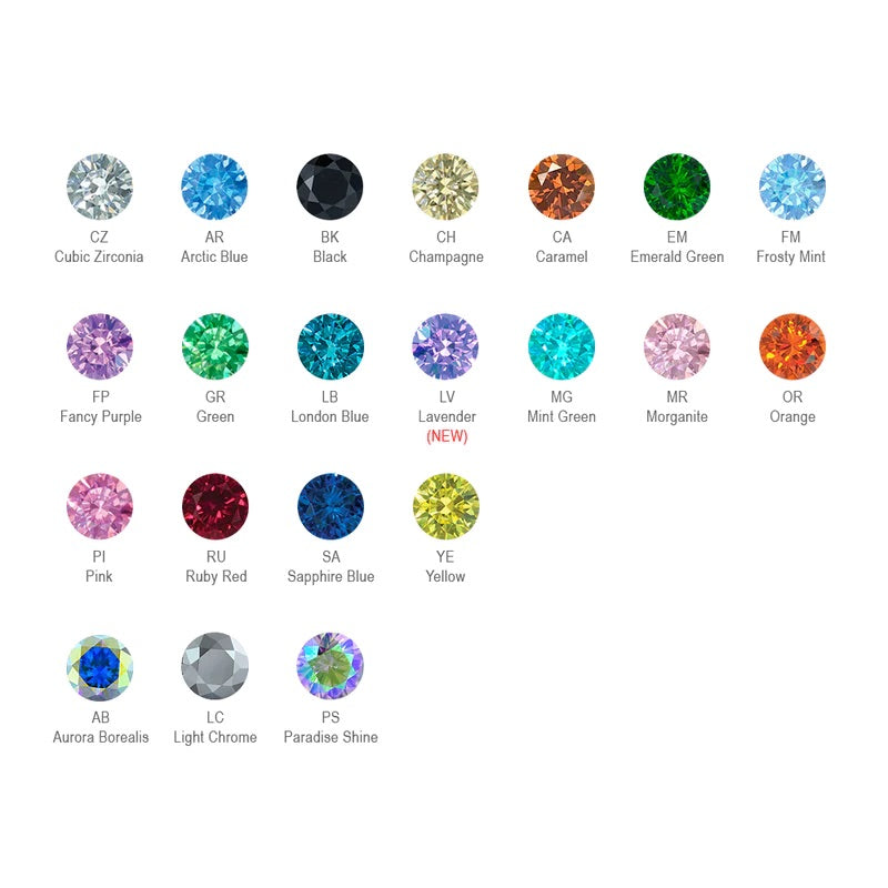 Princess Cut Prong Gems - Titanium - Threaded