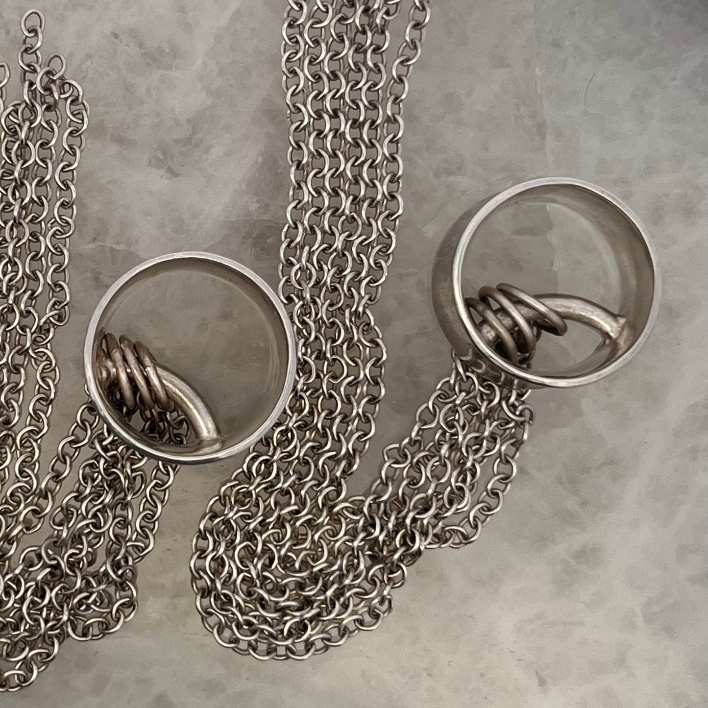 Genuine Silver Tunnels with Chain Dangles