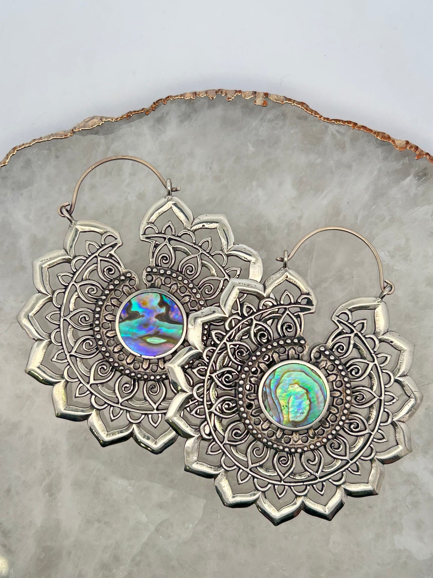 Lotus Earring with Abalone Center