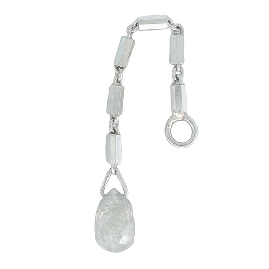Baht Chain With Salt & Pepper Diamond Briolette Dangle in White Gold