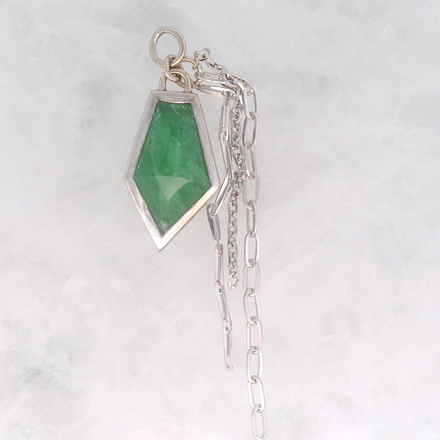 Green Tsavorite Geo Cut Dangle in White Gold