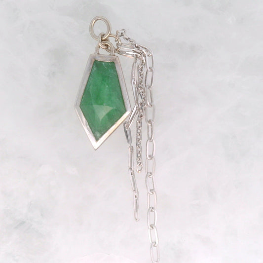Green Tsavorite Geo Cut Dangle in White Gold