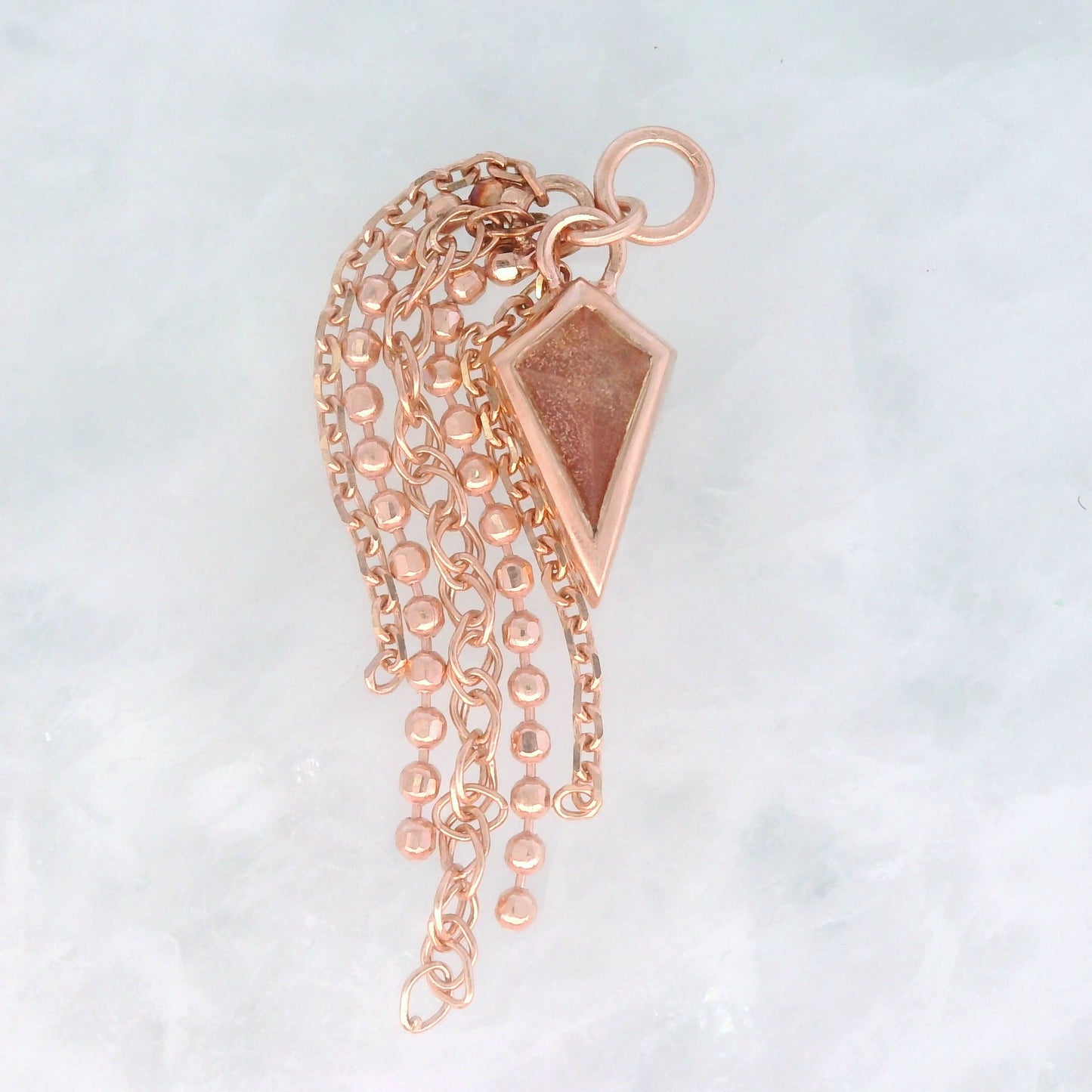 Rose Gold Charm Oregon Sunstone Kite with Ultra Tassel