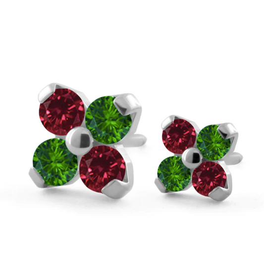 Christmas Forte with Faceted Gems - Titanium - Threadless