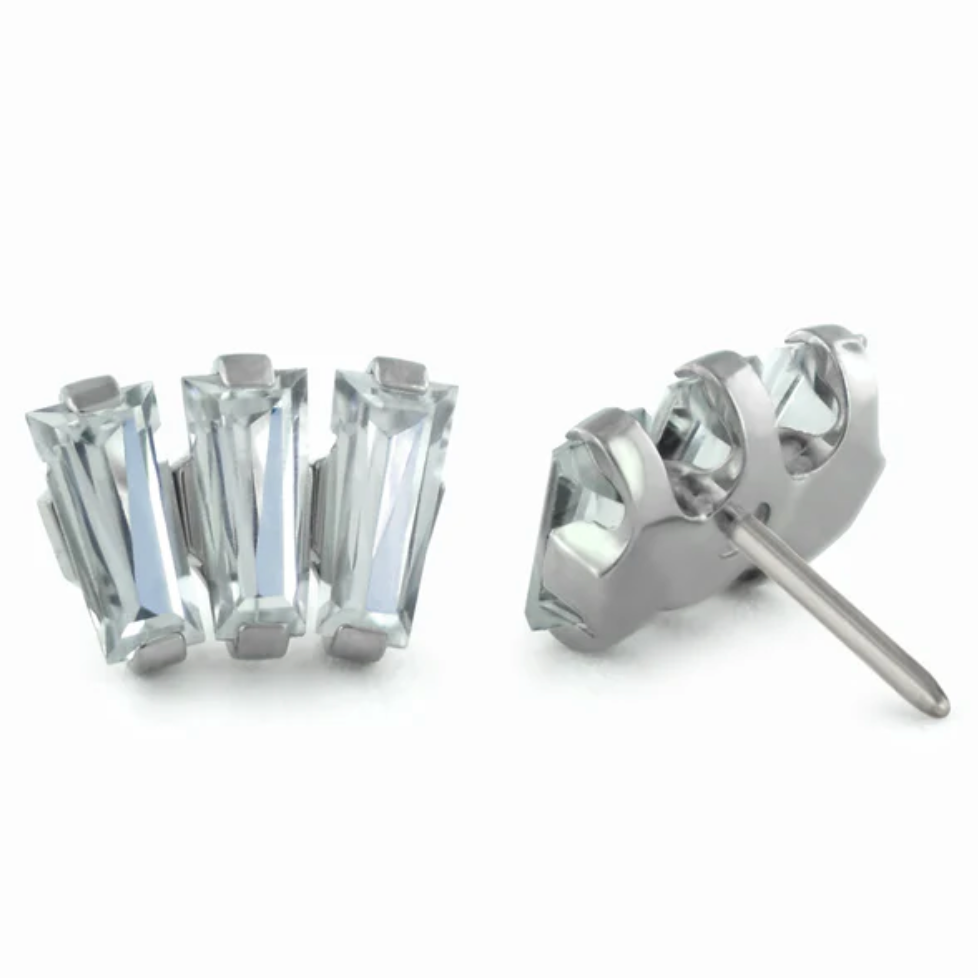 Tapered Baguette Fan Cluster - Titanium - Threadless