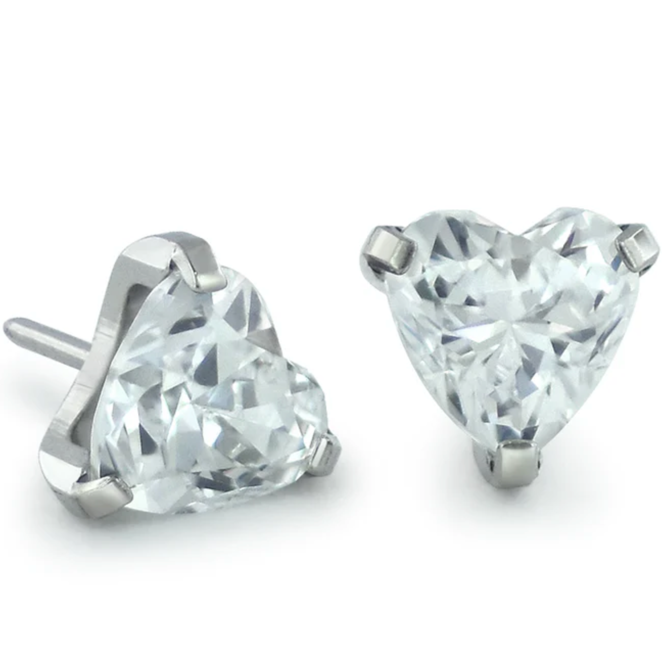 Heart Gem End - Titanium - Threadless