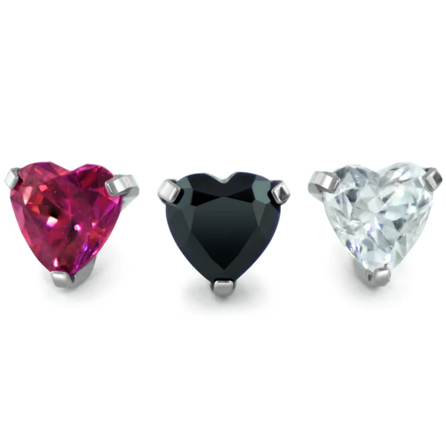 Heart Gem End - Titanium - Threadless