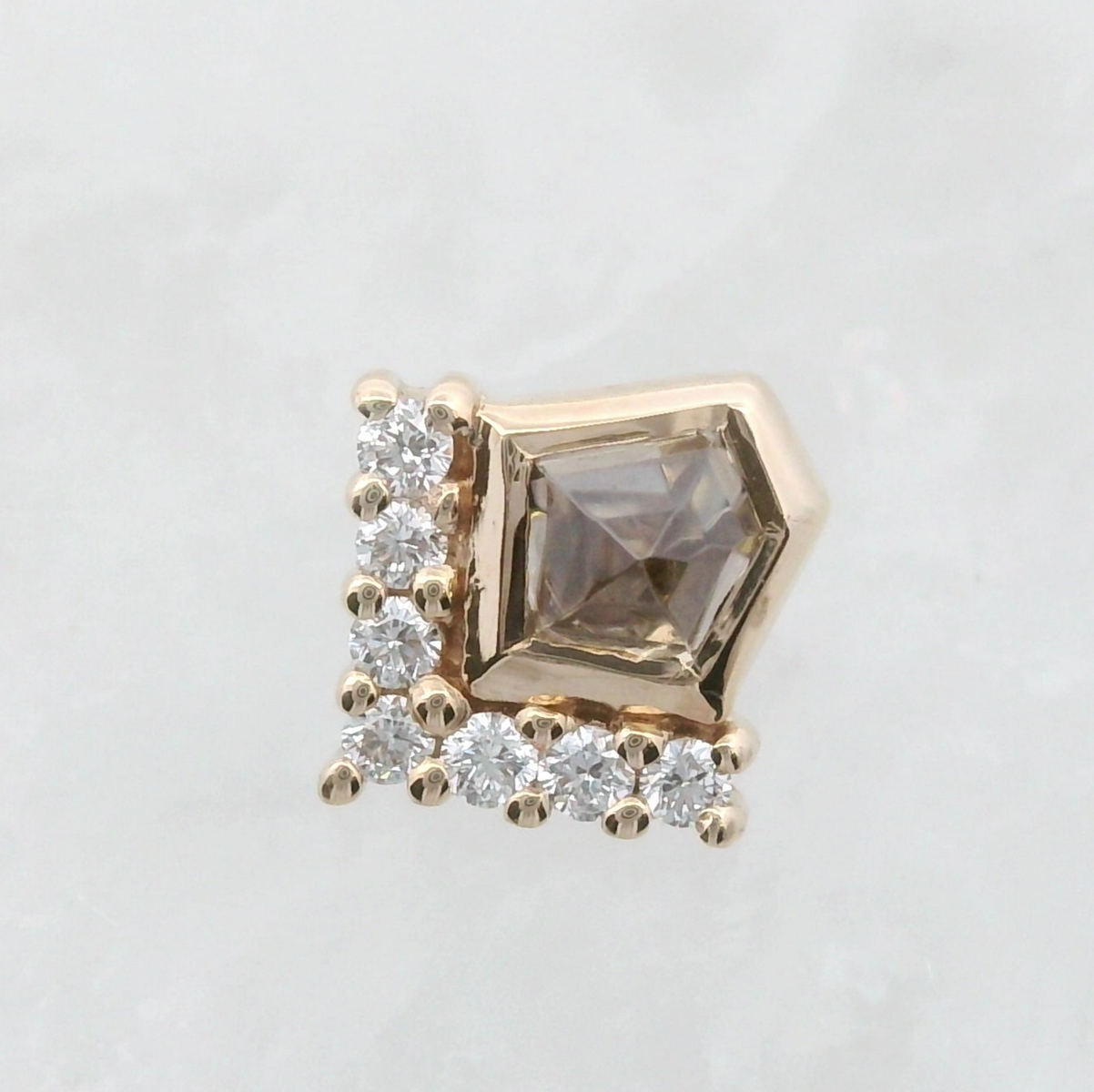 Geo Champagne Spinel and White Diamond Bezel Royalty