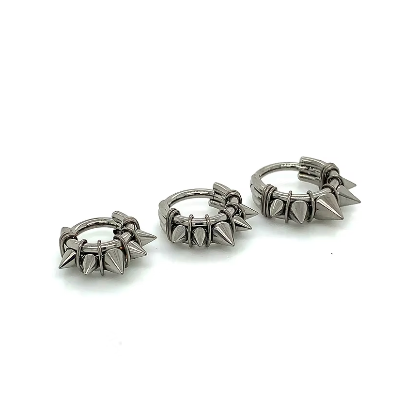 Titanium Five Spike Hinged Ring