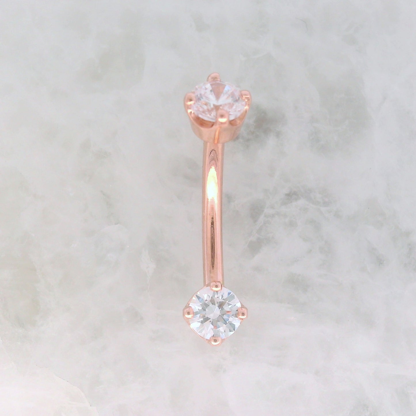 Gold Prong Navel Curve