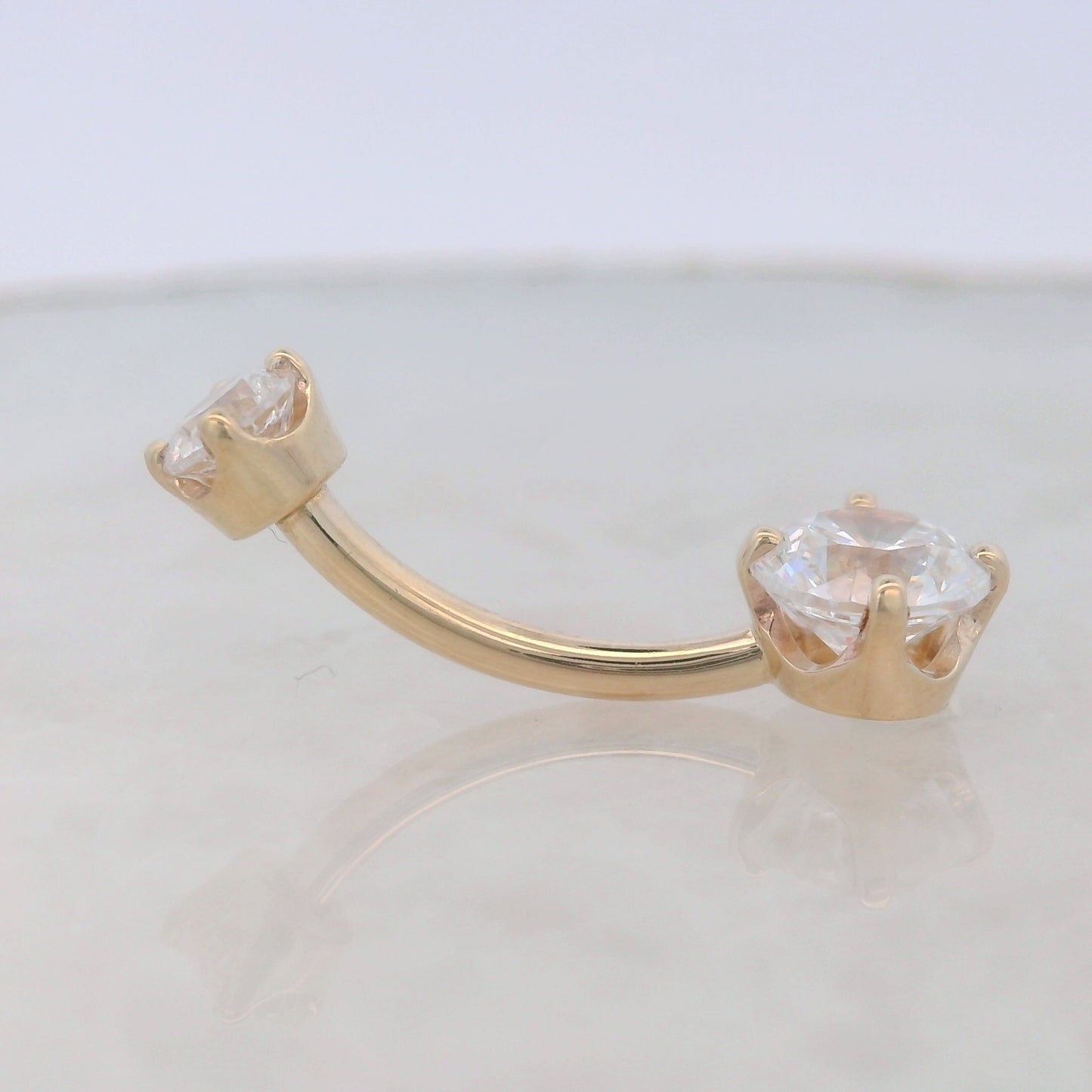 Gold Prong Navel Curve
