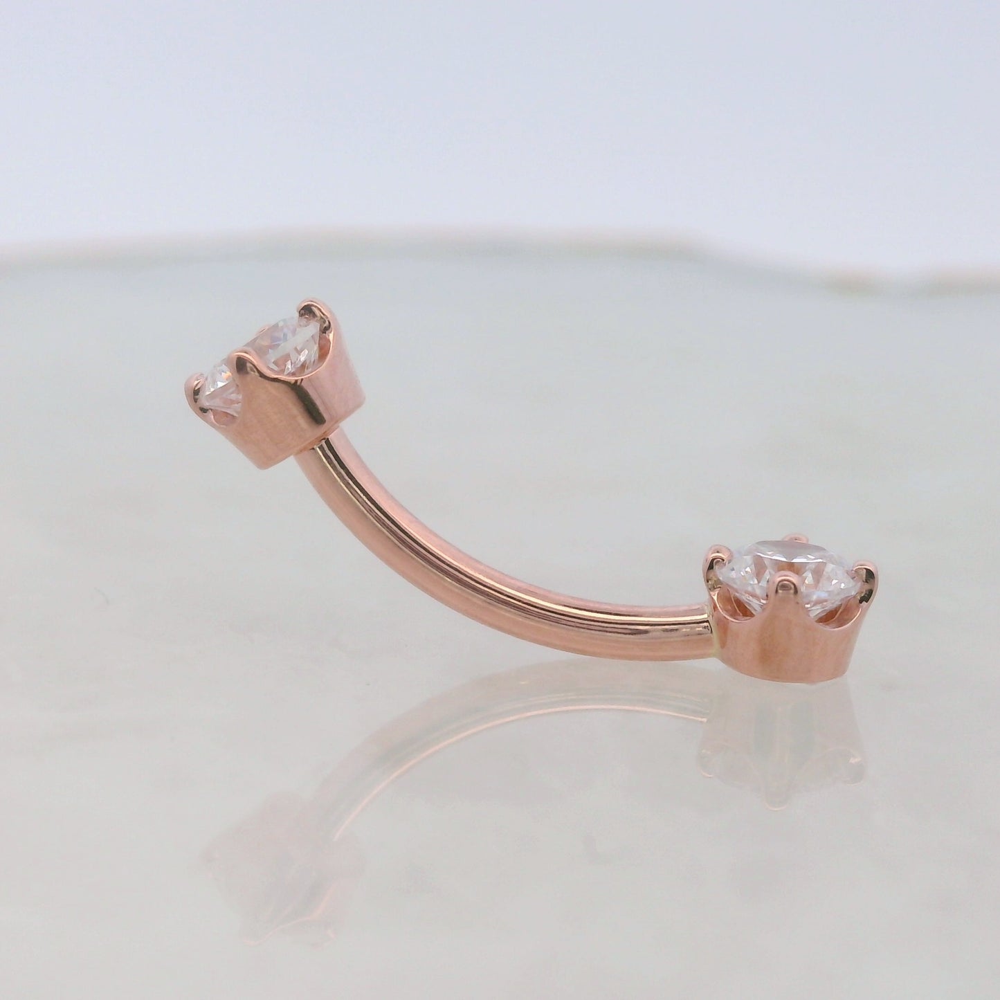 Gold Prong Navel Curve