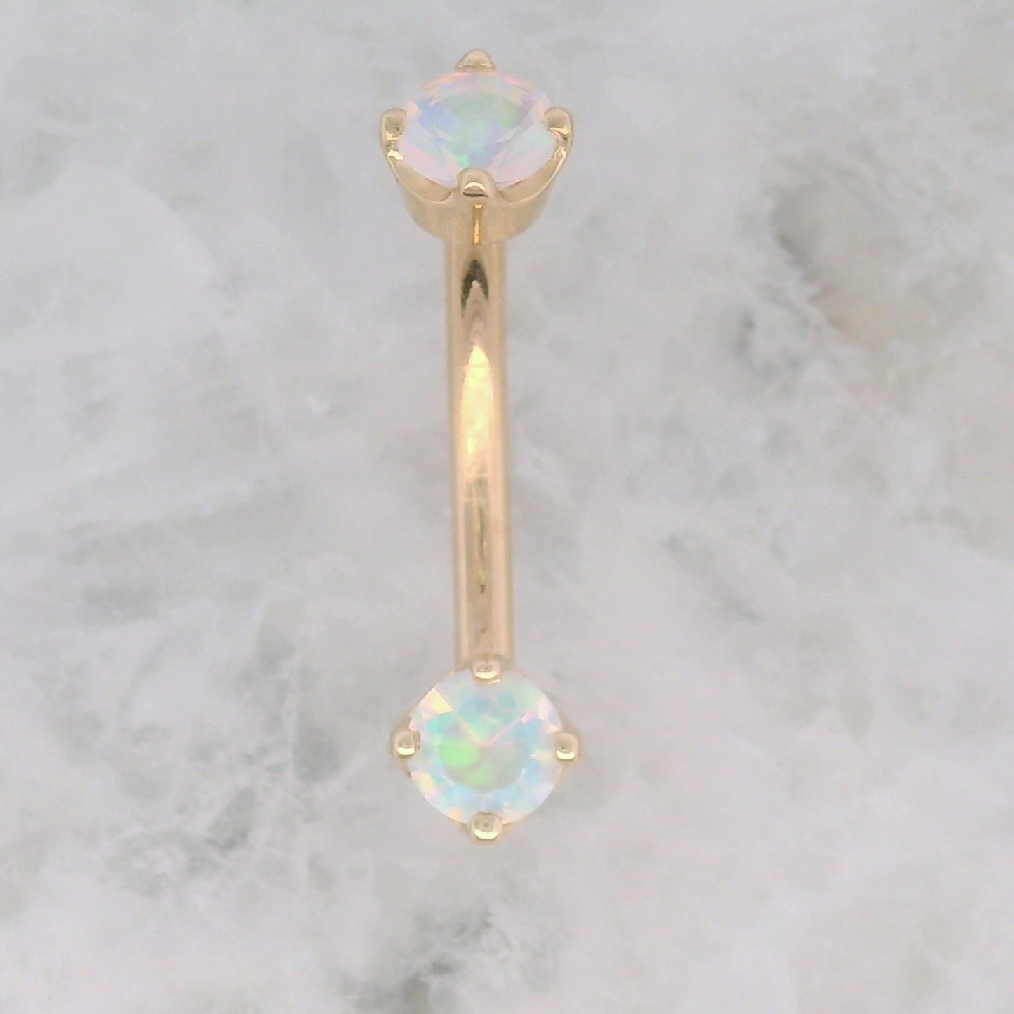 Gold Prong Navel Curve