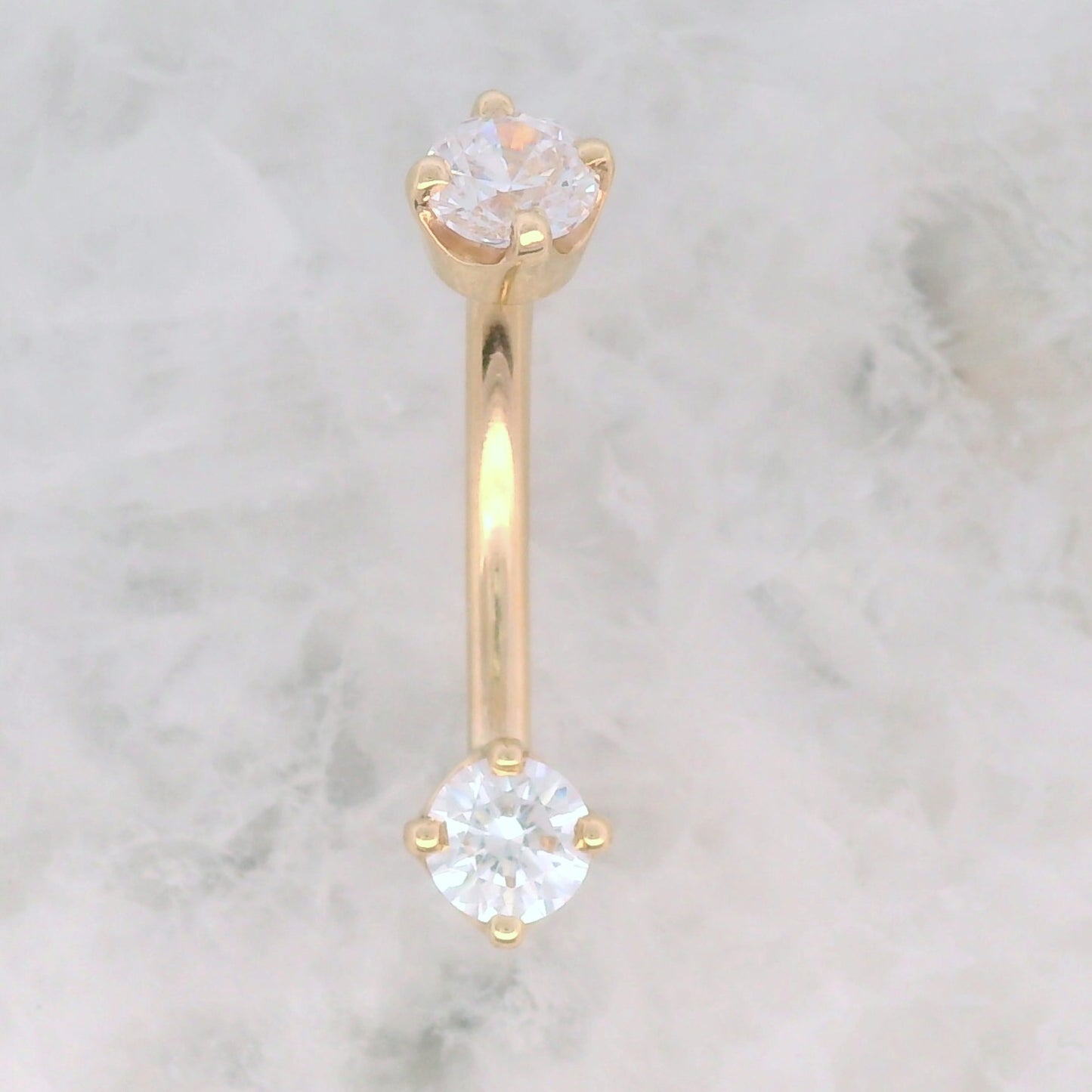Gold Prong Navel Curve