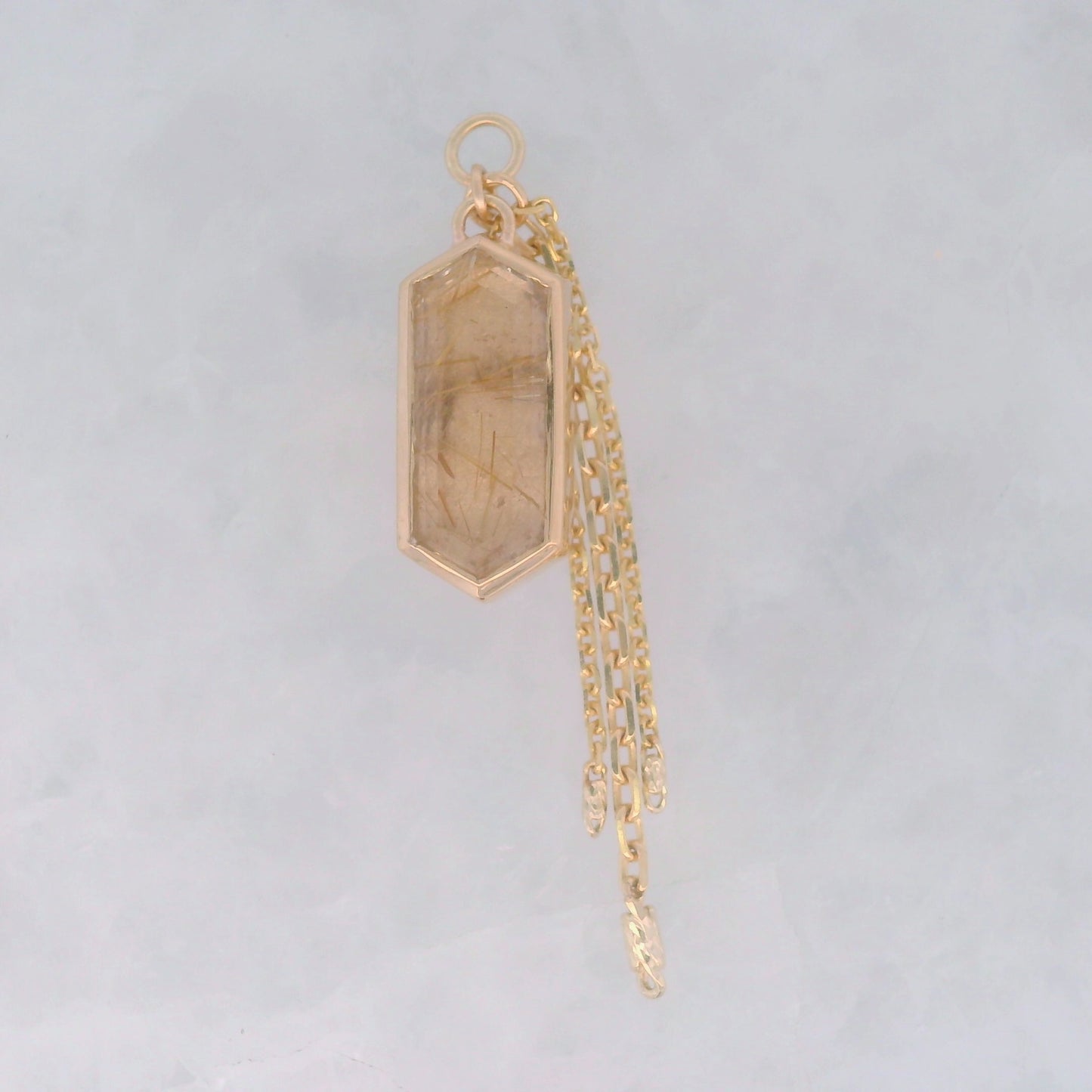 Rutilated Quartz Rupee - 14k Yellow Gold - Dangle