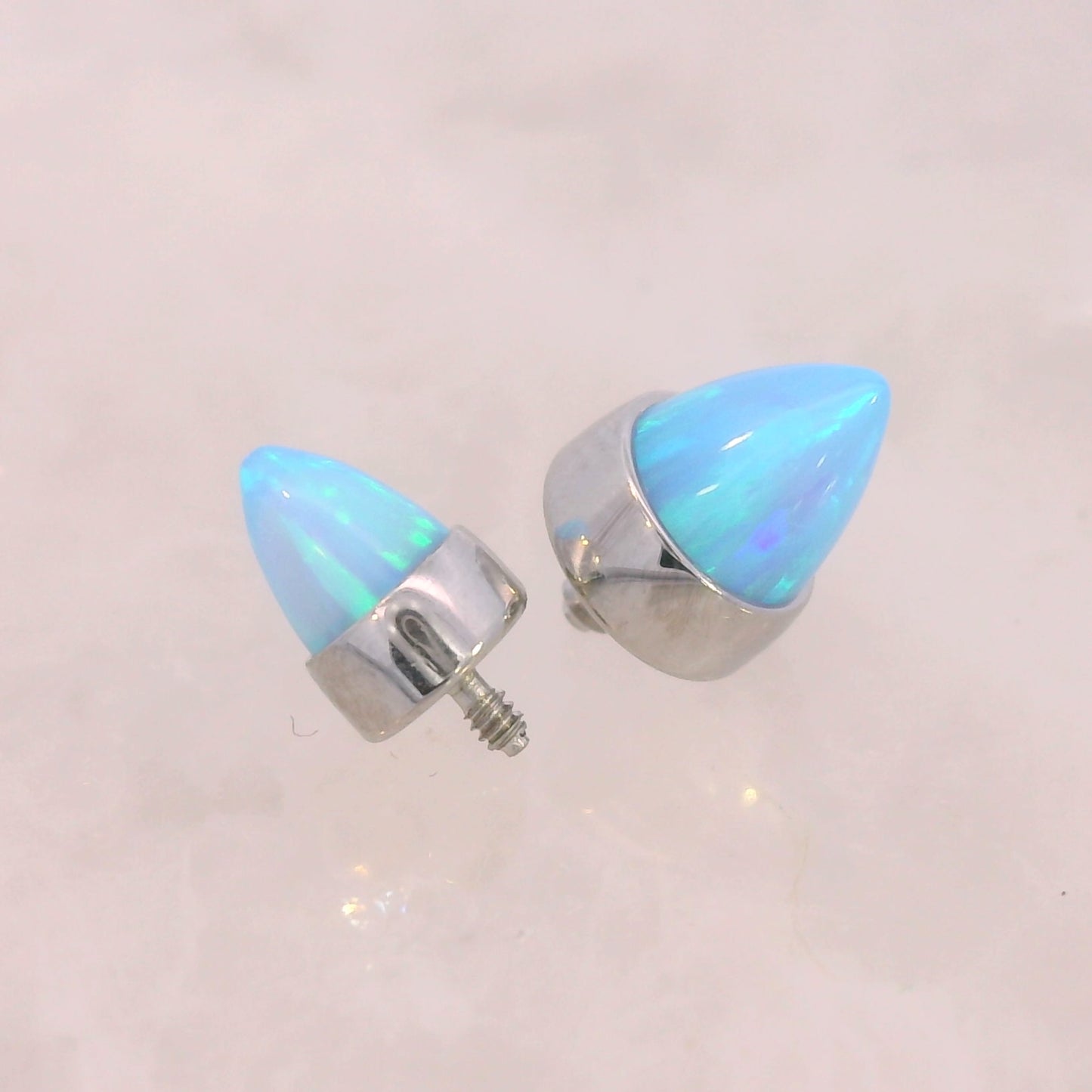 Bullet Opal and Stone in Bezel Setting - Steel - Threaded