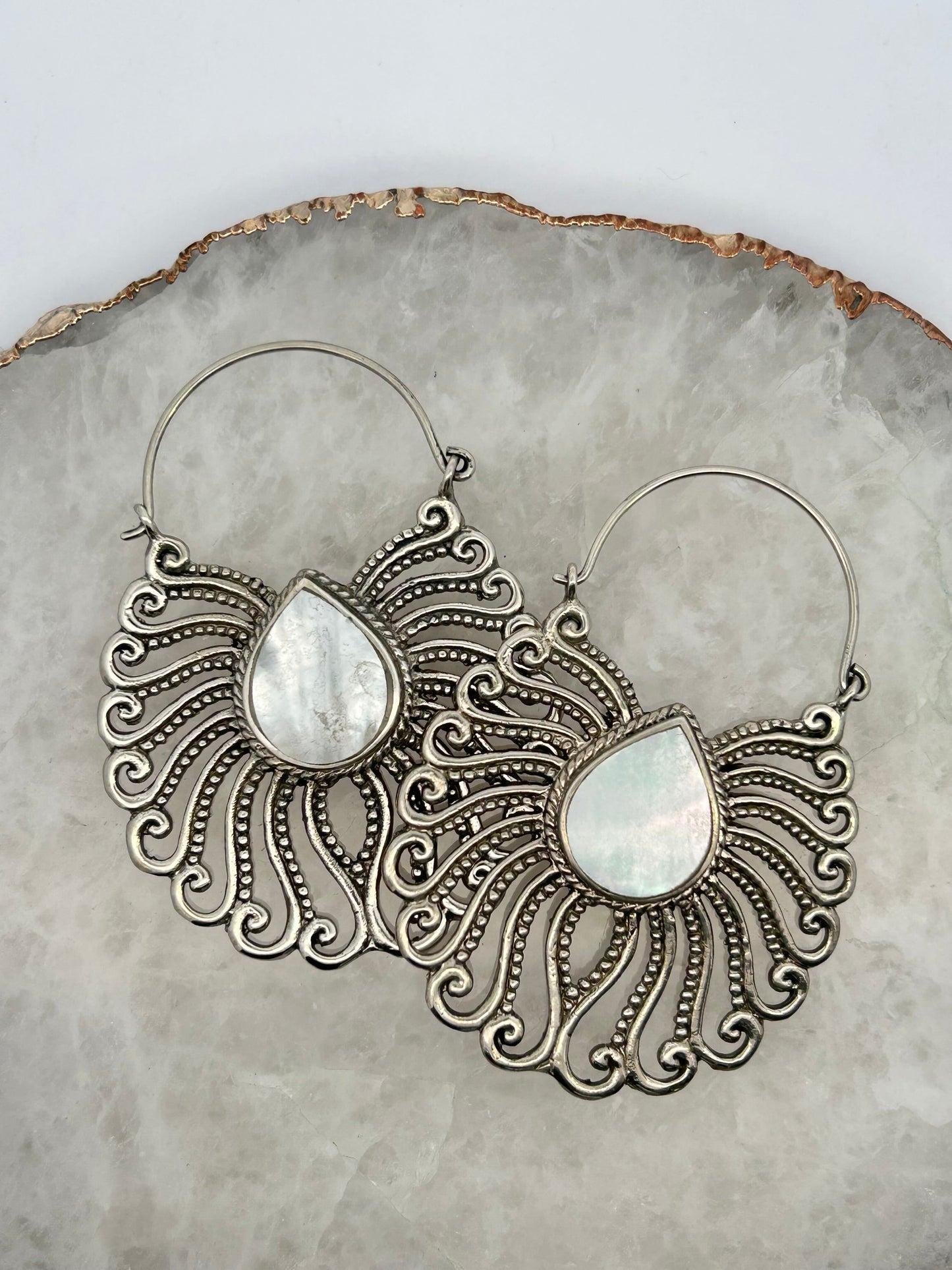 Swirly Beaded Pava Earring