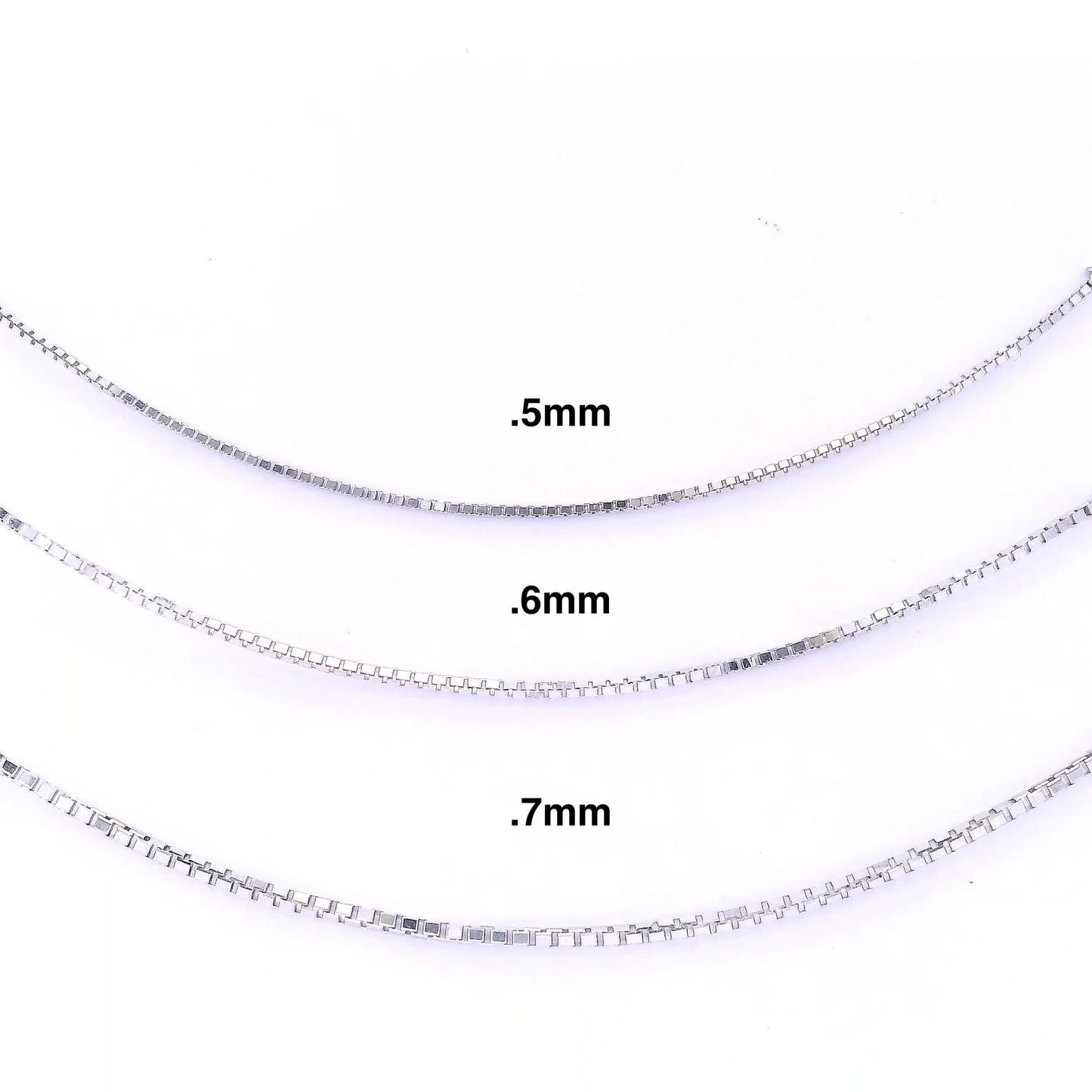 Box Chain .5mm - 14k White Gold - Single Draping Chain