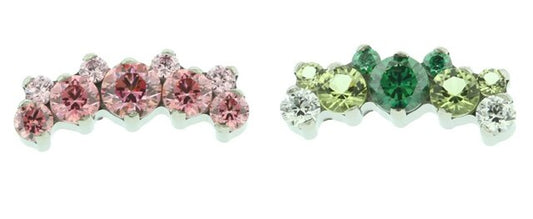 Prium - Two Rows - Smaller Gems On Top - Threaded