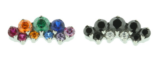 Prium - Two Rows - Smaller Gems On Bottom - Threaded