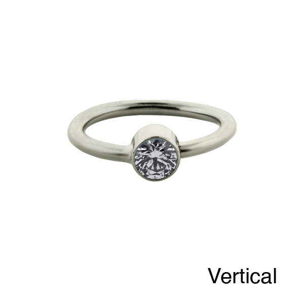 Titanium Fixed Bezel Gem Ring (Vertical)