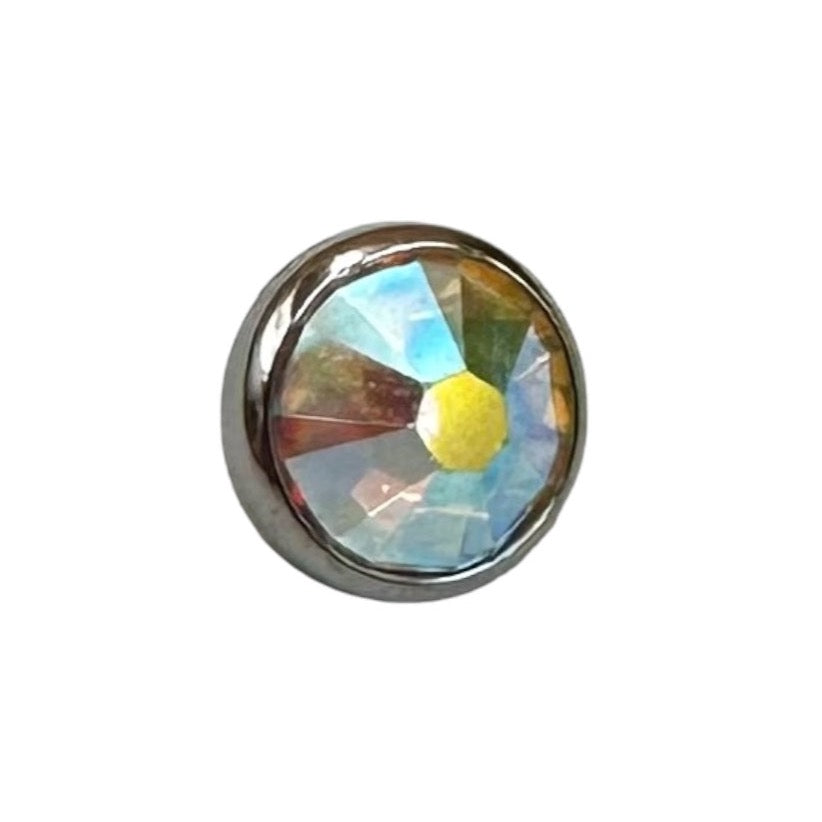 Titanium Flat Back Gems in Bezel Setting - Threaded