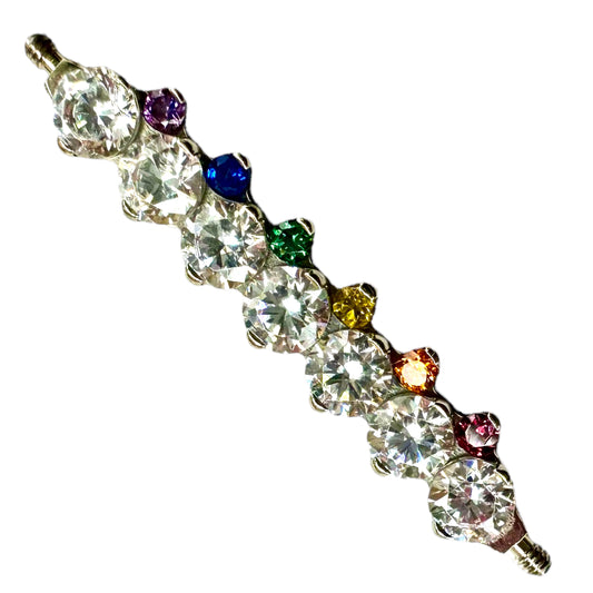 Prong Set Faceted Gem Orbit Bar PRIDE - Titanium - Threaded