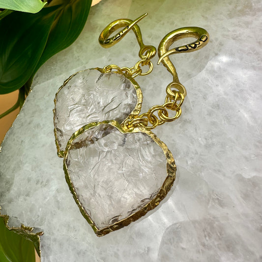 Brass Rose Quartz Hearts