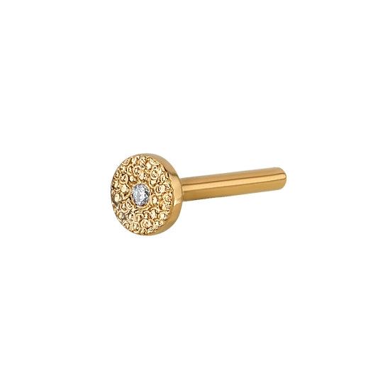 Pave Disc Back Labret Post - Gold - Threadless