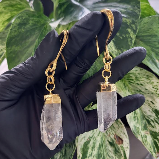 Brass Quartz Tower Earrings