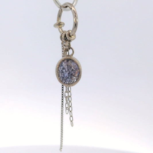 Chain Ring - Oval Lavender Umba Sapphire Milgrain in White Gold