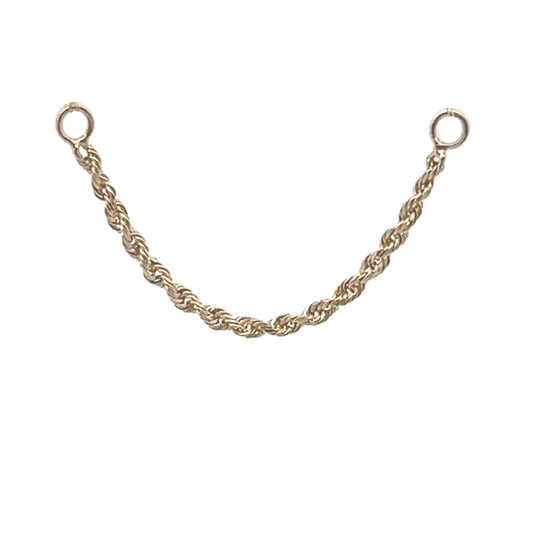 Diamond Cut Rope Chain 1mm - 14k Yellow Gold - Single Draping Chain