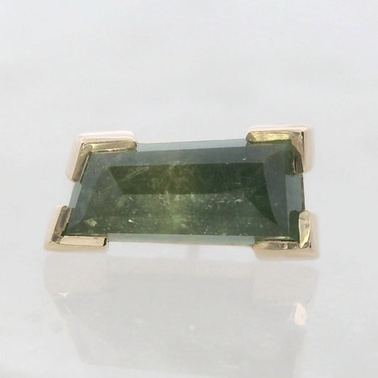 Elongated Green Kenya Sapphire Yellow Gold