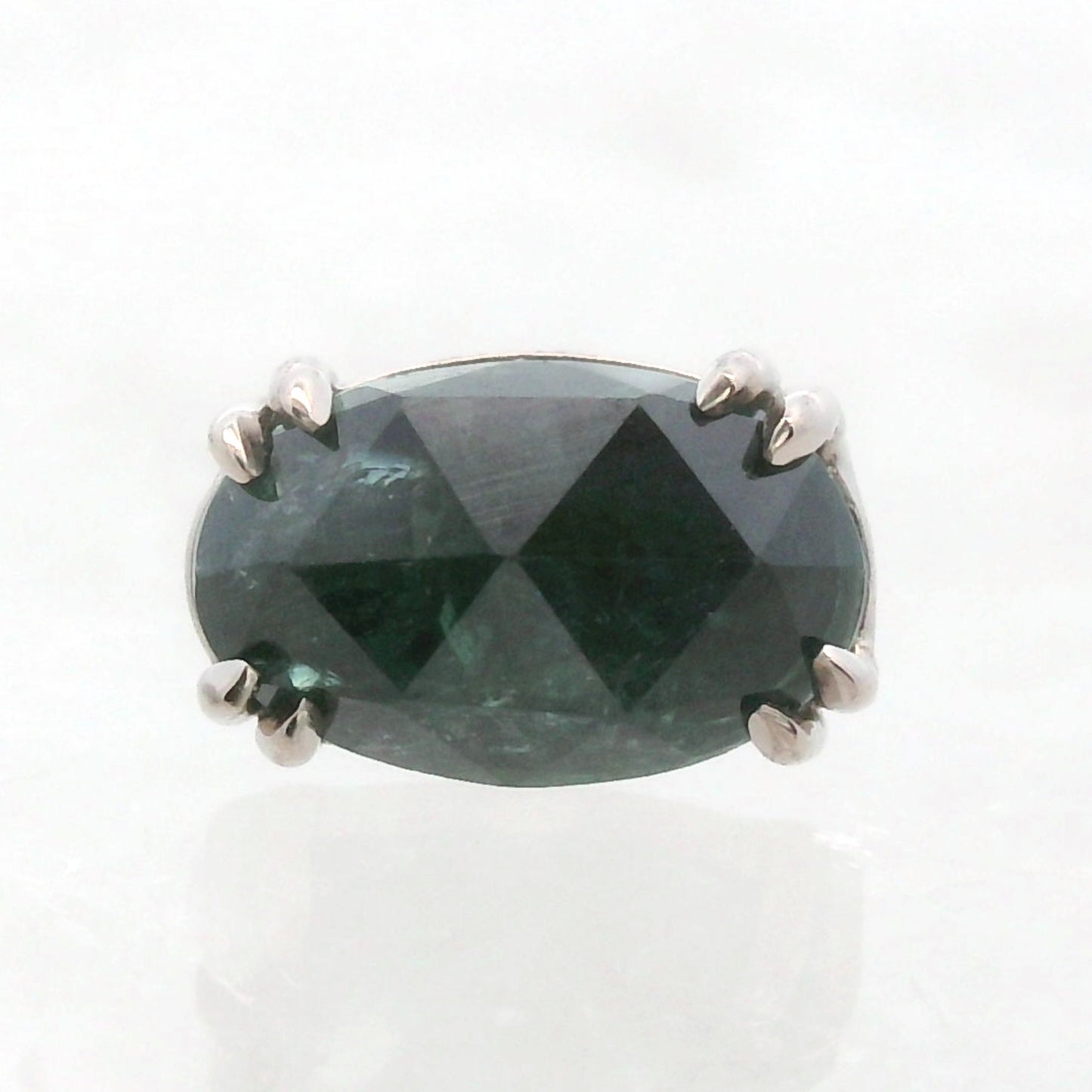 Blue Green Kenya Sapphire White Gold