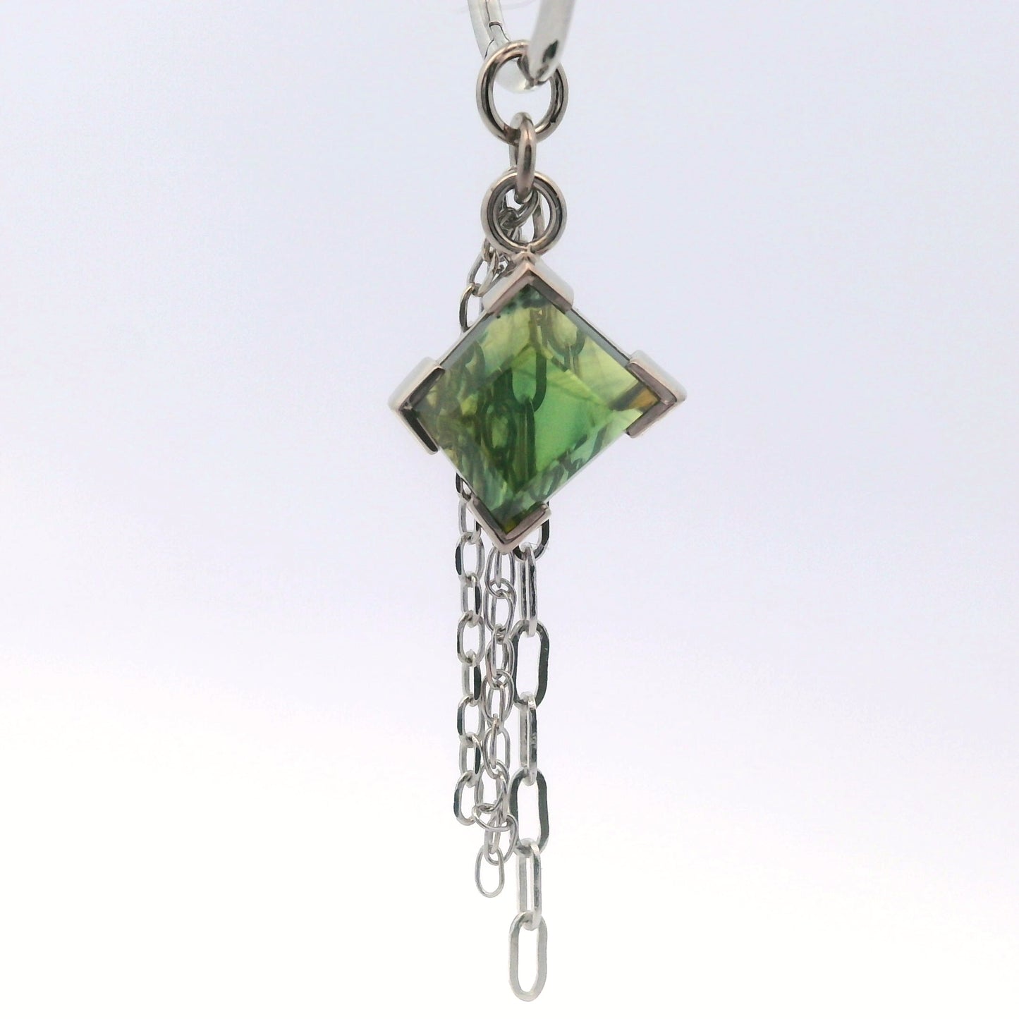 Chain Charm - Kenya Green Sapphire White Gold