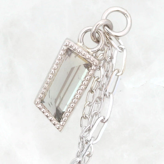 Chain Charm - Elongated Pale Umba Sapphire White Gold