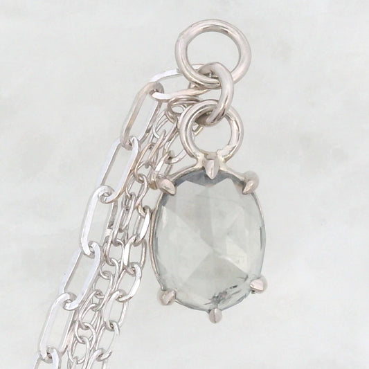 Chain Charm - Oval Pale Umba Sapphire White Gold